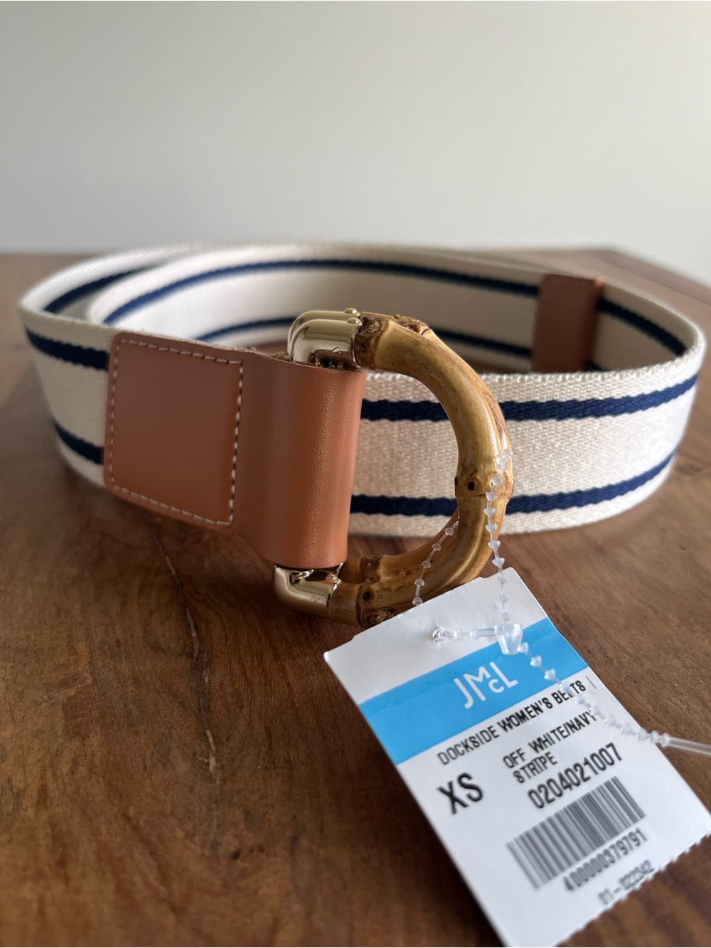 J McLaughlin Dockside belt White w/Navy stripe XS NWT